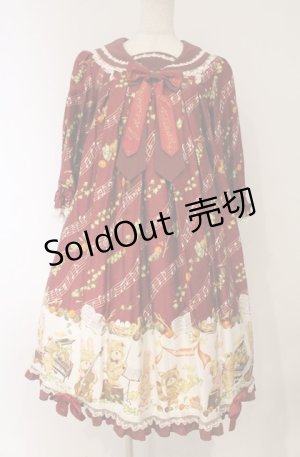 画像: metamorphose / 森の音楽隊Aラインワンピース  えんじ系 O-26-03-02-027-ME-OP-OW-OS