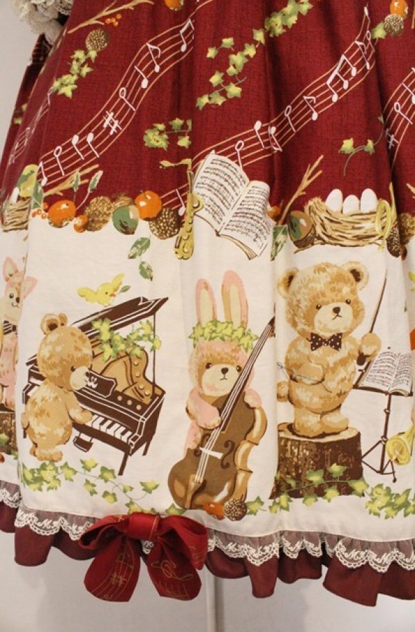 画像3: metamorphose / 森の音楽隊Aラインワンピース  えんじ系 O-26-03-02-027-ME-OP-OW-OS (3)