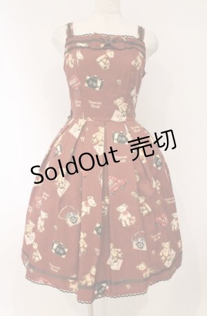 画像: Innocent World / ロンドンベアージャストウエストジャンパースカート M(93cm丈) ボルドー O-26-03-02-030-IW-OP-OW-OS