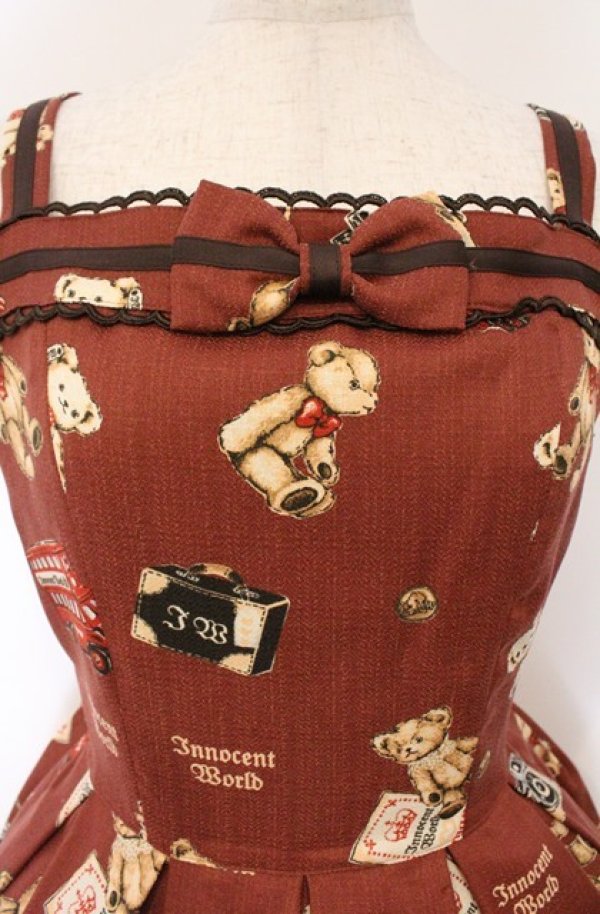 画像2: Innocent World / ロンドンベアージャストウエストジャンパースカート M(93cm丈) ボルドー O-26-03-02-030-IW-OP-OW-OS (2)