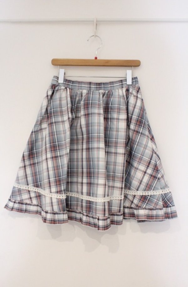 画像1: virally / 星名桜子 チェックスカート L サックス O-26-03-02-007-PU-SK-IG-OS (1)