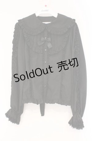 画像: metamorphose / サテンブローチ付きブラウス  クロ O-26-03-02-045-ME-BL-OW-OS