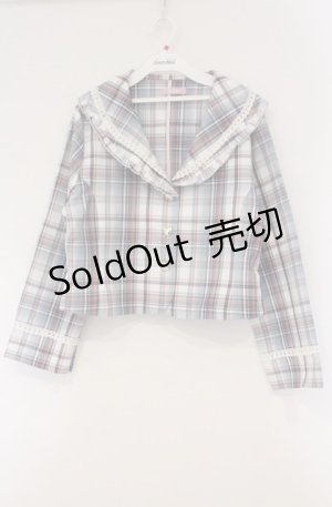 画像: virally / 星名桜子 チェックフリルジャケット L サックス O-26-03-02-008-PU-JA-IG-OS