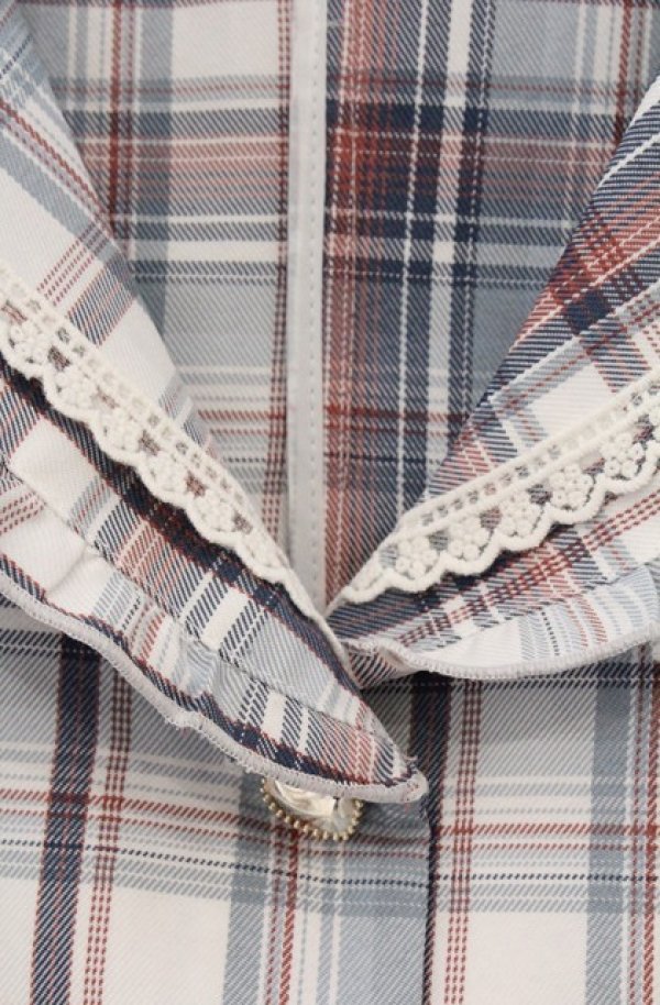 画像2: virally / 星名桜子 チェックフリルジャケット L サックス O-26-03-02-008-PU-JA-IG-OS (2)