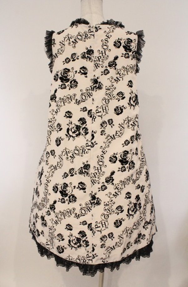 画像6: metamorphose / バラフロッキーAラインジャンパースカート  オフシロ×クロ O-26-03-02-016-ME-OP-IG-OS (6)