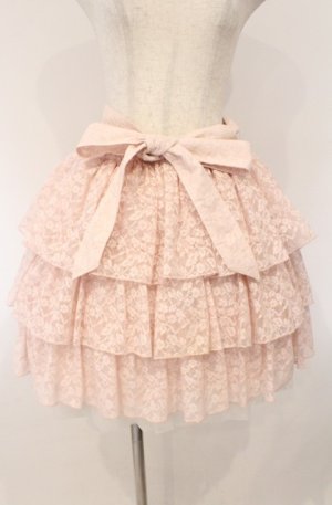 画像: metamorphose / 総レース三段スカート  ピンク O-26-03-02-018-ME-SK-IG-OS