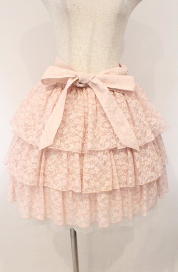画像1: metamorphose / 総レース三段スカート  ピンク O-26-03-02-018-ME-SK-IG-OS (1)