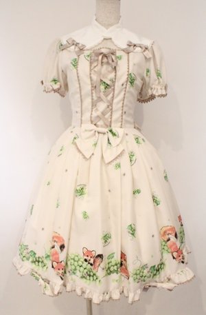 画像: metamorphose / こぎつねのかくれんぼ衿付ワンピース  オフシロ系×グレージュリボン O-26-03-02-022-ME-OP-OW-OS