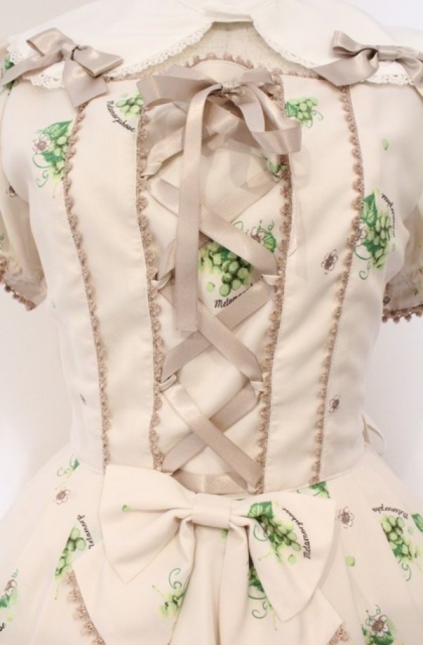 画像2: metamorphose / こぎつねのかくれんぼ衿付ワンピース  オフシロ系×グレージュリボン O-26-03-02-022-ME-OP-OW-OS (2)