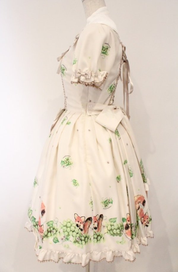 画像5: metamorphose / こぎつねのかくれんぼ衿付ワンピース  オフシロ系×グレージュリボン O-26-03-02-022-ME-OP-OW-OS (5)