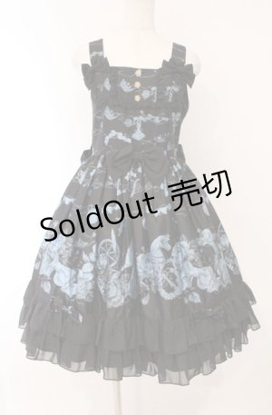 画像: metamorphose / Secret EDENリボンジャンパースカート  クロ×アオ O-26-03-02-024-ME-OP-OW-OS