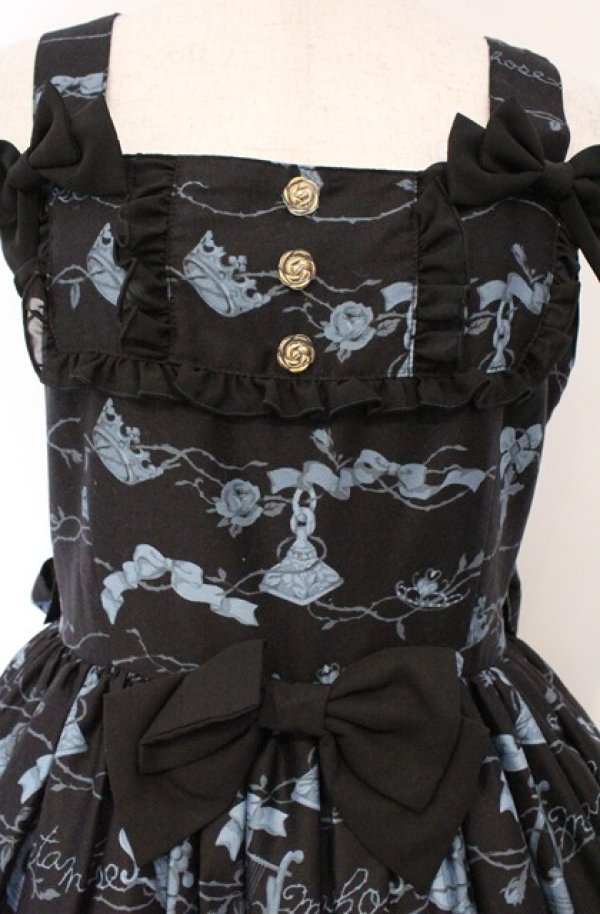 画像2: metamorphose / Secret EDENリボンジャンパースカート  クロ×アオ O-26-03-02-024-ME-OP-OW-OS (2)