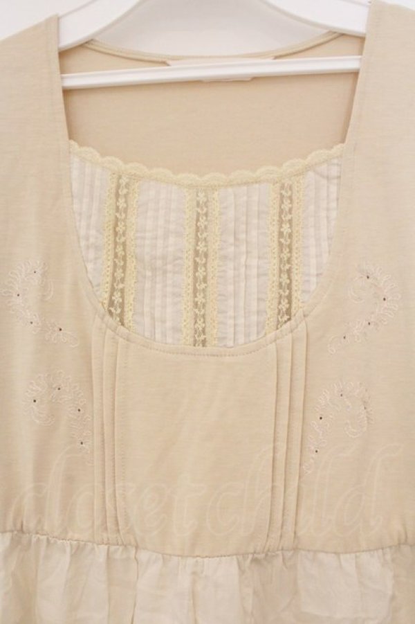 画像2: PINK HOUSE / 刺繍切り替えカットワンピース  オフ O-26-03-03-027-LO-OP-IG-OS (2)