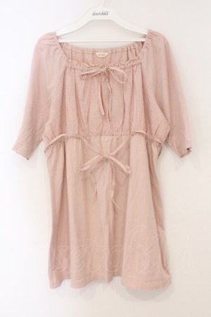 画像: PINK HOUSE / ギンガム切り替えカットチュニック L ピンク O-26-03-03-028-LO-OP-IG-OS