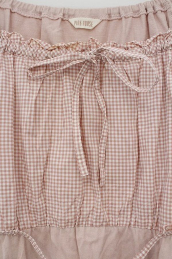 画像2: PINK HOUSE / ギンガム切り替えカットチュニック L ピンク O-26-03-03-028-LO-OP-IG-OS (2)