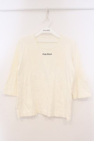 画像: PINK HOUSE / ロゴ刺繍カットソー  シロ O-26-03-03-031-LO-TO-IG-OS