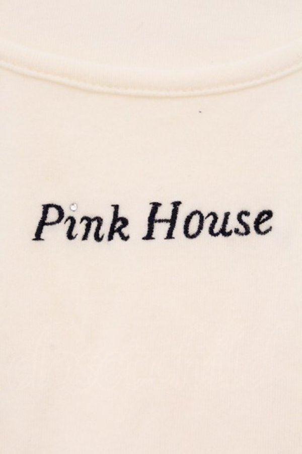 画像2: PINK HOUSE / ロゴ刺繍カットソー  シロ O-26-03-03-031-LO-TO-IG-OS (2)