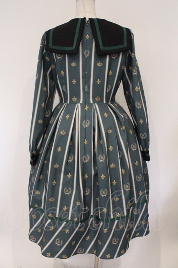 画像4: Melody BasKet / Schoolレジメンタルストライプワンピース M グリーン O-26-03-03-003-LO-OP-IG-OS (4)