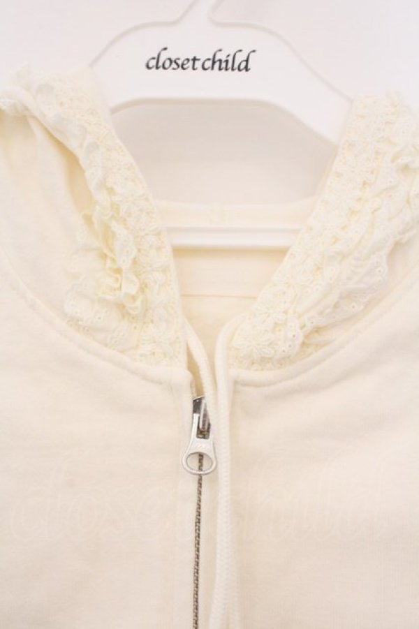 画像2: PINK HOUSE / レースフリルパーカー L シロ O-26-03-03-034-LO-TO-IG-OS (2)