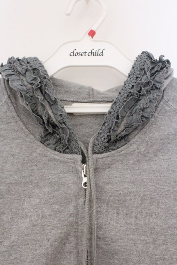 画像2: PINK HOUSE / レースフリルパーカー L グレー O-26-03-03-035-LO-TO-IG-OS (2)