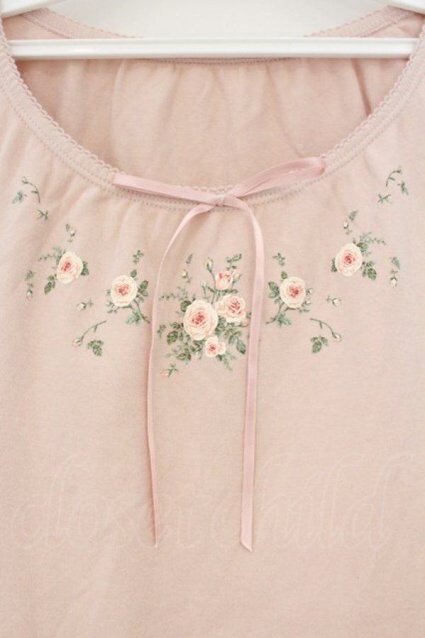 画像2: PINK HOUSE / 薔薇プリントカットソー L ピンク O-26-03-03-036-LO-TO-IG-OS (2)