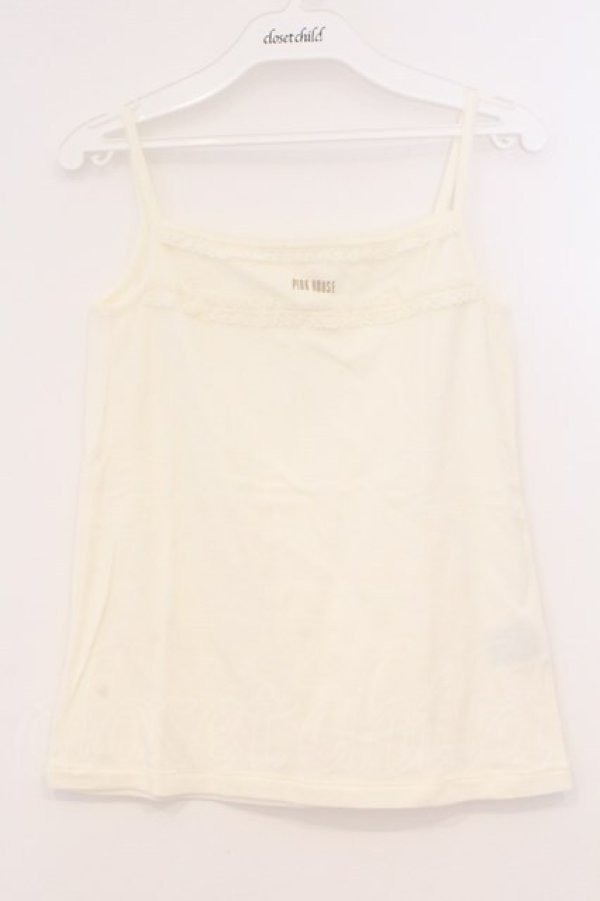 画像1: PINK HOUSE / ロゴレースキャミソール  シロ O-26-03-03-037-LO-TO-IG-OS (1)