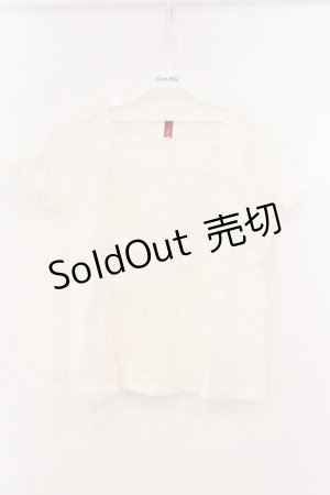 画像: PINK HOUSE / スクエアはしごレースリネンブラウス  シロ O-26-03-03-039-LO-BL-IG-OS