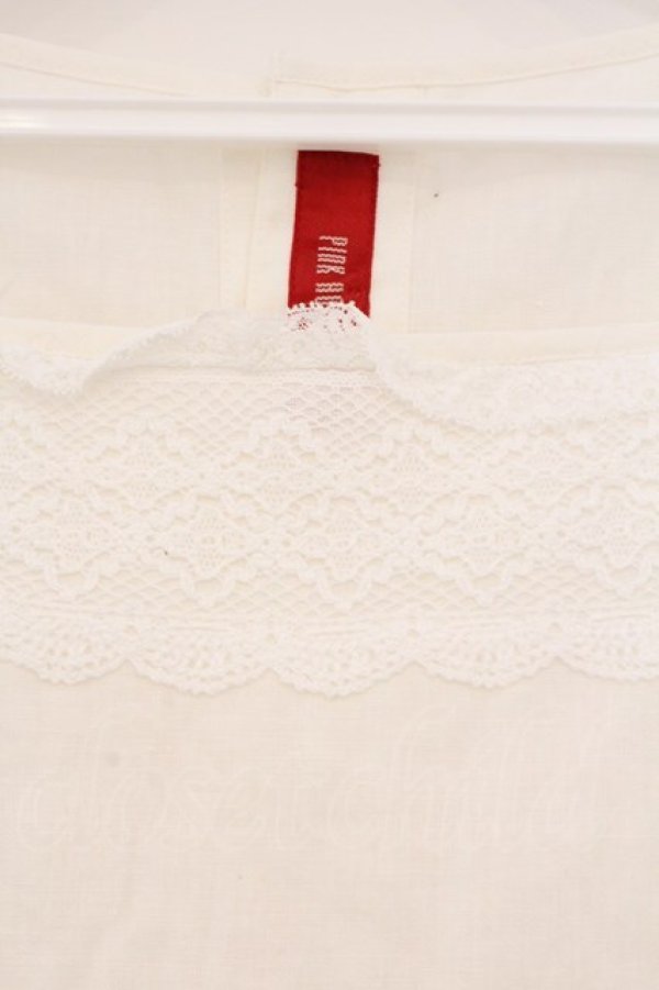 画像2: PINK HOUSE / スクエアはしごレースリネンブラウス  シロ O-26-03-03-039-LO-BL-IG-OS (2)