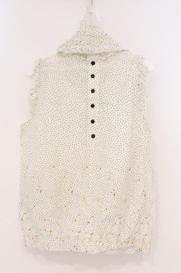 画像4: PINK HOUSE / ネックフリルパーツつきノースリーブブラウス  シロ O-26-03-03-042-LO-BL-IG-OS (4)