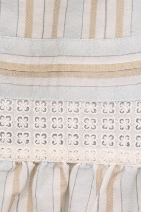 画像2: PINK HOUSE / フラワーレース&ストライプ切り替えスカート  サックス O-26-03-03-044-LO-SK-IG-OS (2)