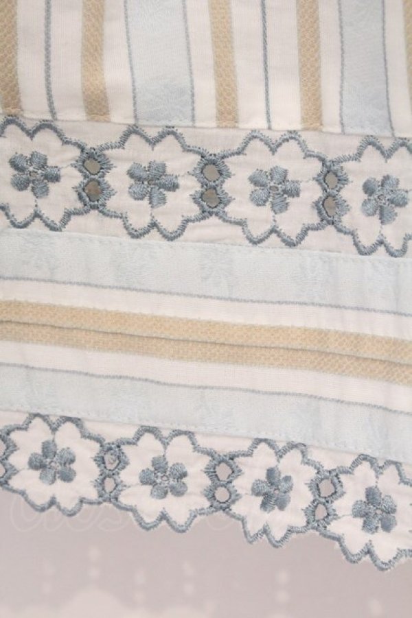 画像3: PINK HOUSE / フラワーレース&ストライプ切り替えスカート  サックス O-26-03-03-044-LO-SK-IG-OS (3)