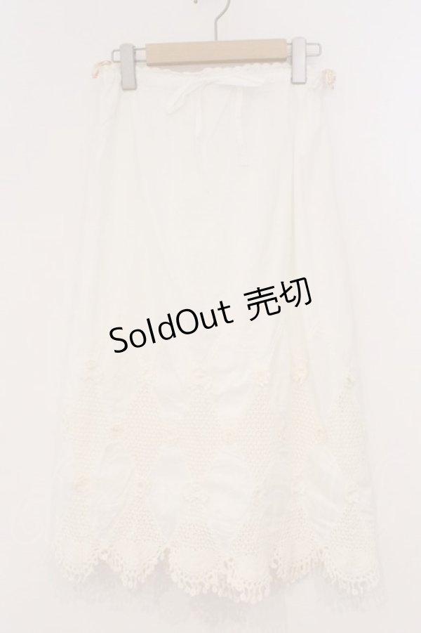 画像1: PINK HOUSE / ダイヤ柄レーススカート  シロ O-26-03-03-045-LO-SK-IG-OS (1)