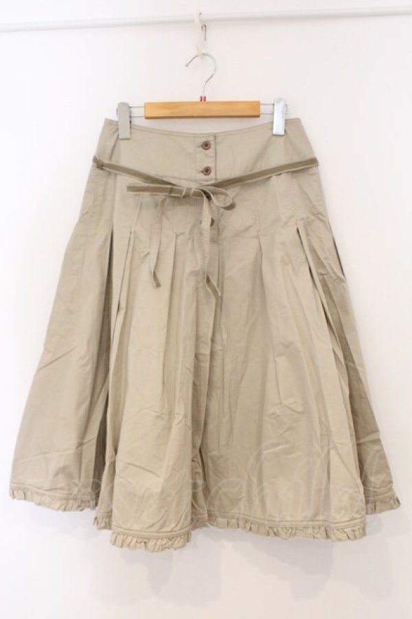 画像1: PINK HOUSE / ピコフリルデニムライクスカート  ベージュ O-26-03-03-047-LO-SK-IG-OS (1)