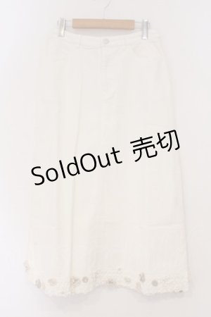 画像: PINK HOUSE / 裾モチーフデニムスカート L シロ O-26-03-03-050-LO-SK-IG-OS
