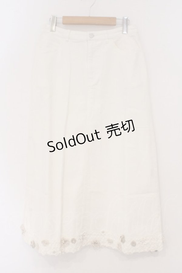 画像1: PINK HOUSE / 裾モチーフデニムスカート L シロ O-26-03-03-050-LO-SK-IG-OS (1)