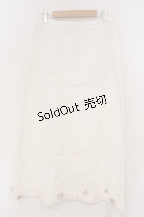 画像4: PINK HOUSE / 裾モチーフデニムスカート L シロ O-26-03-03-050-LO-SK-IG-OS (4)