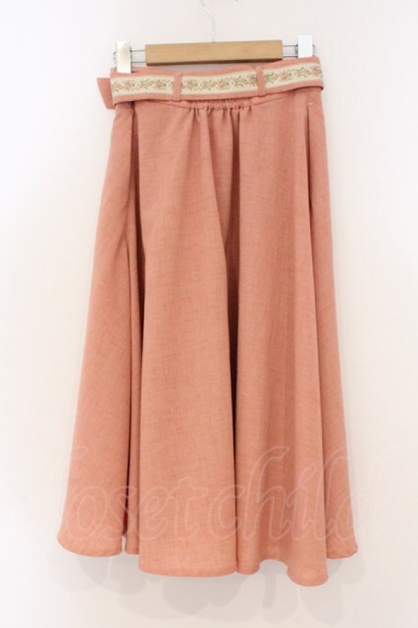 画像3: Fi.n.t / ジャガードリボンベルト付きフレアースカート F コーラルピンク O-26-03-03-054-CA-SK-OW-OS (3)