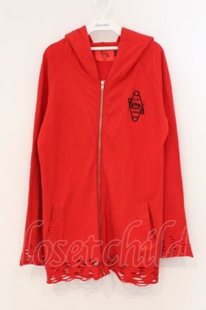 画像: ALTER VENOMV / ツノ付きダメージパーカー S アカ O-26-03-03-065-PU-TO-OW-OS