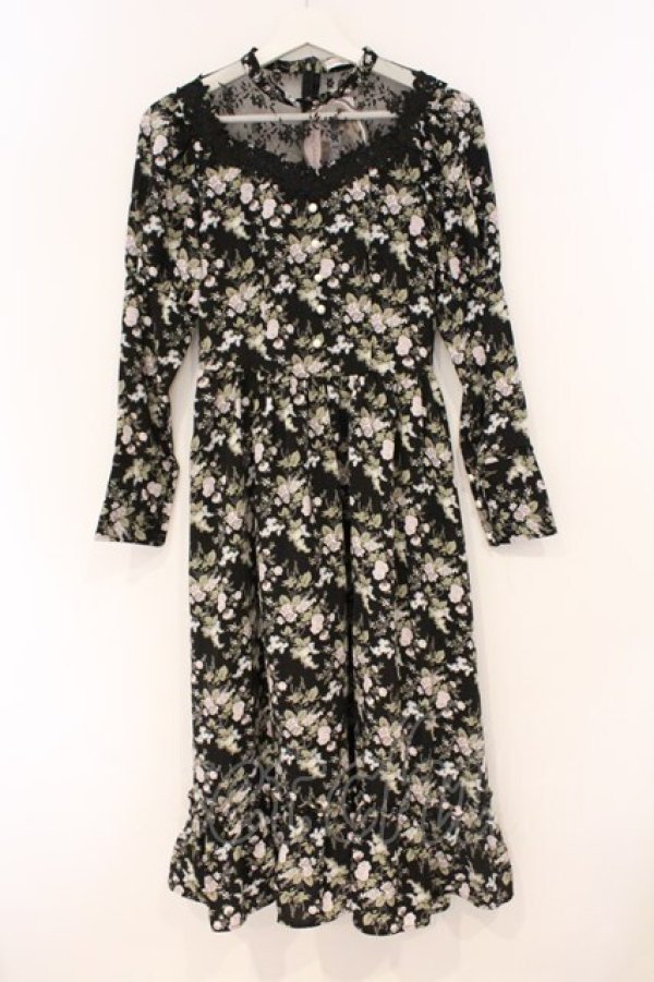 画像1: Kurumi Collaboration / KRハナジゴスリーブワンピース M クロ O-26-03-03-075-GO-OP-OW-OS (1)