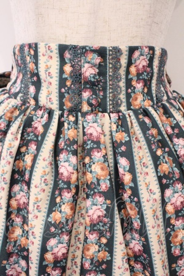 画像2: axes femme kawaii / ストライプローズ柄スカート M グリーン O-26-03-03-007-AX-SK-OW-OS (2)