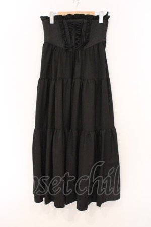 画像: BPN / ジャガードコルセット風ロングスカート M ブラック O-26-03-03-081-GO-SK-IG-OS