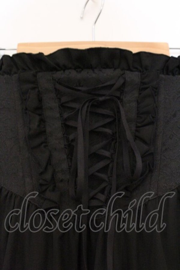 画像2: BPN / ジャガードコルセット風ロングスカート M ブラック O-26-03-03-081-GO-SK-IG-OS (2)