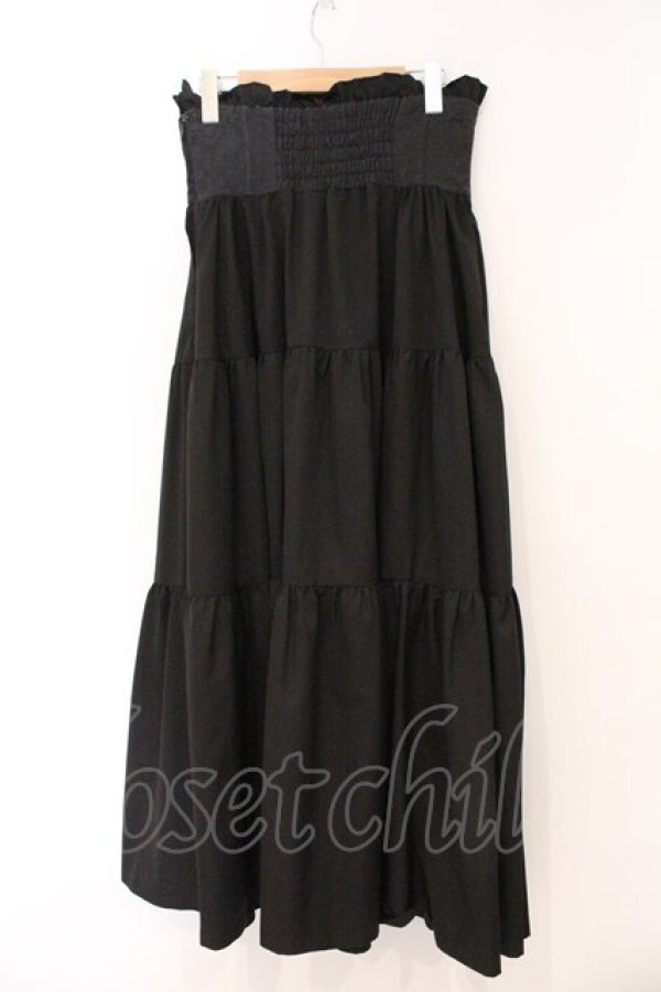 画像4: BPN / ジャガードコルセット風ロングスカート M ブラック O-26-03-03-081-GO-SK-IG-OS (4)