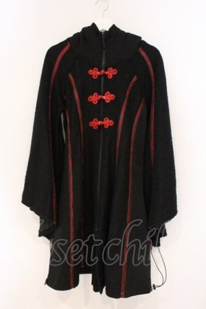 画像: Qutie Frash / チャイナロングコート  ブラック×レッド O-26-03-03-089-QU-CO-IG-OS