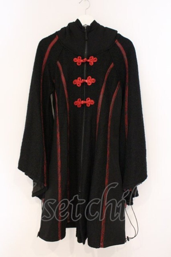 画像1: Qutie Frash / チャイナロングコート  ブラック×レッド O-26-03-03-089-QU-CO-IG-OS (1)