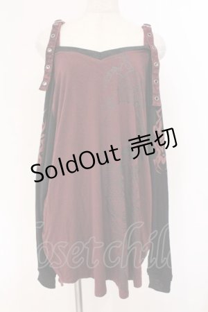 画像: Qutie Frash / 2店舗限定 オフショルビッグT  ブラック×レッド O-26-03-03-090-QU-TO-IG-OS