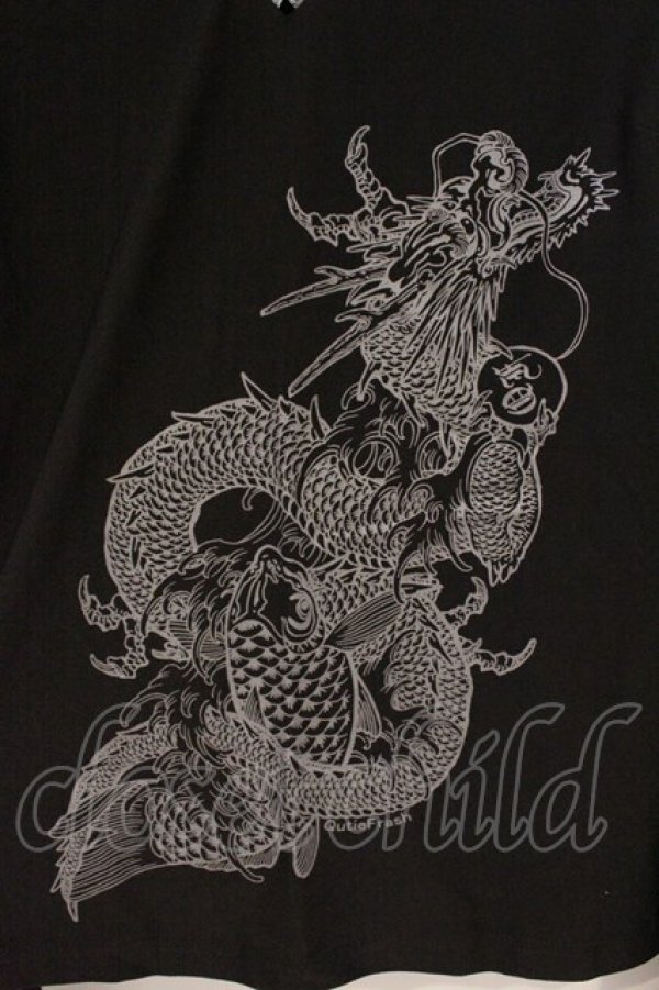 画像2: Qutie Frash / クロス着物T  ブラック×シルバー O-26-03-03-091-QU-TO-IG-OS (2)