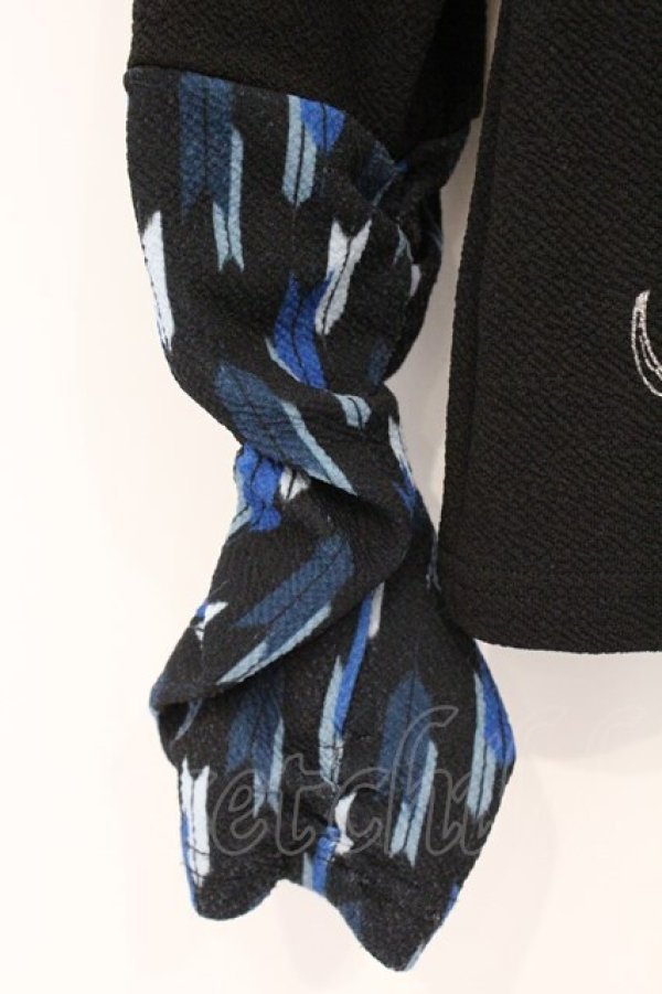 画像3: Qutie Frash / インナーT  ブラック×ブルー矢絣 O-26-03-03-092-QU-TO-IG-OS (3)