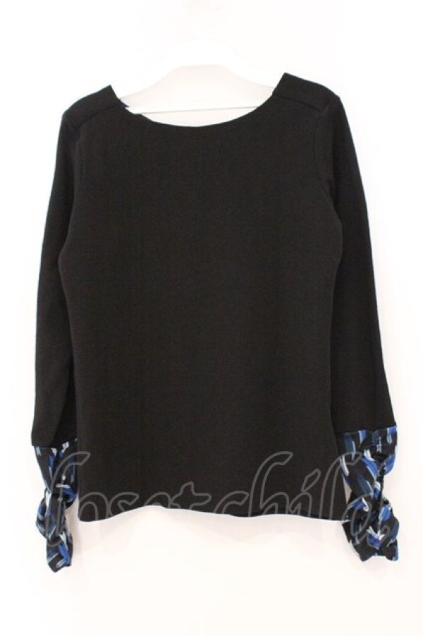 画像4: Qutie Frash / インナーT  ブラック×ブルー矢絣 O-26-03-03-092-QU-TO-IG-OS (4)