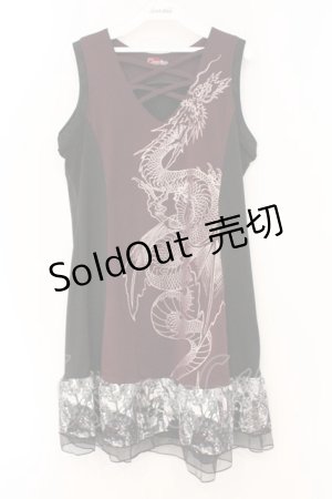 画像: Qutie Frash / クロスチュニックワンピ  ワイン×ブラック O-26-03-03-096-QU-OP-IG-OS